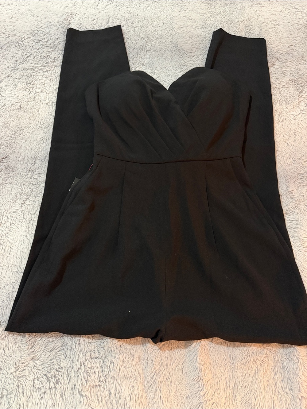 bebe Black Strapless Sweetheart Jumpsuit